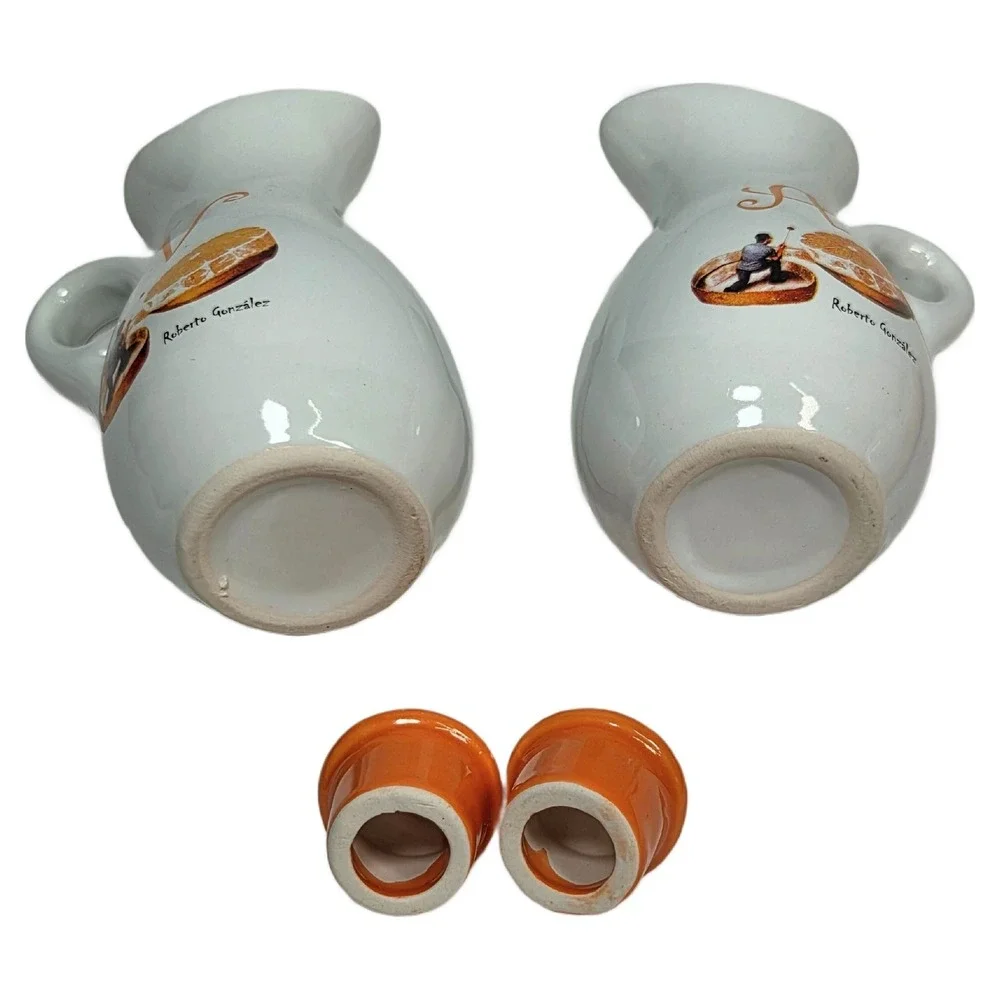 Roberto Gonzalez‎ Citrus Cruet Condiment Set Ceramic Orange Vinegar Oil Shakers
